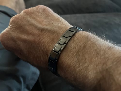 Customer photo review of Body Armor Titanium Magnetic Bracelet: Helps Pair Veterans With A Service Dog Or Shelter Dog