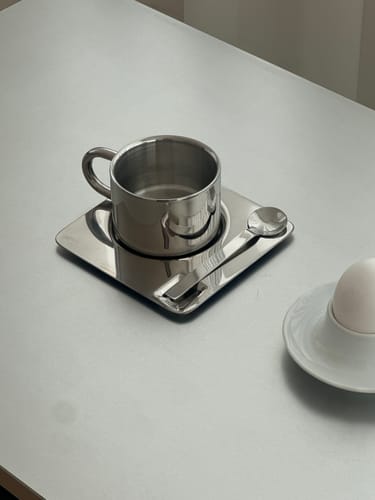 Customer photo review of Venice Mirror Cup with a Saucer & Spoon