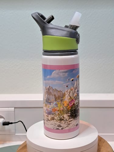 Customer photo review of Witte aluminium waterfles van 650 ml met schroefdop Groen voor sublimatie