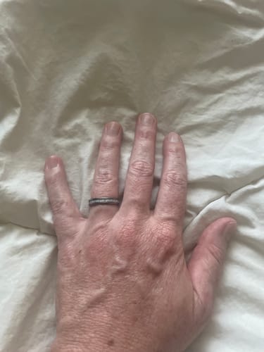 Customer photo review of The Devotion - Women's Silver 4mm Meteorite Tungsten Beveled Ring