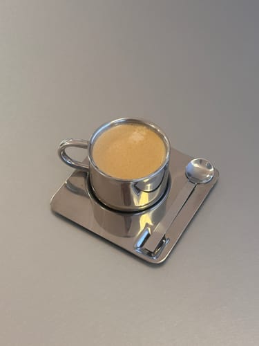 Customer photo review of Venice Mirror Cup with a Saucer & Spoon