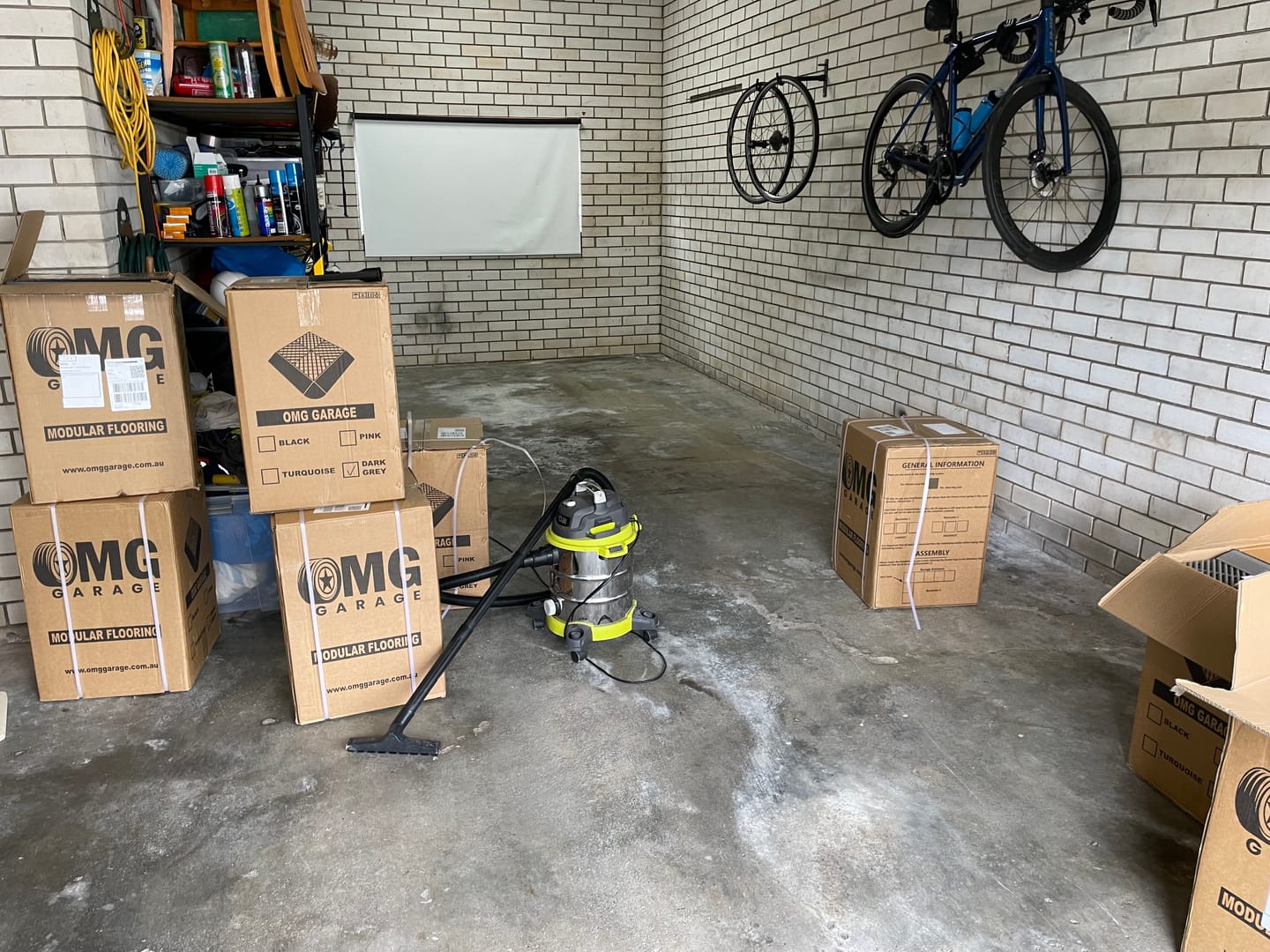 Customer photo review of Double Garage Modular Floor Tile Package Set SUITS 6M X 6M , choose your colours, EASY DIY!!