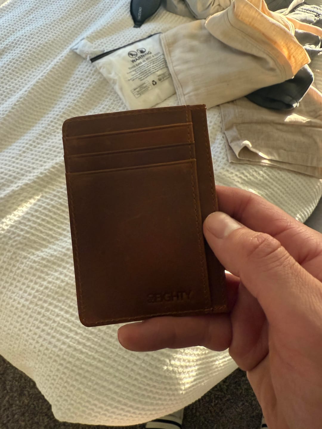 Customer photo review of 80Eighty® Cognac Leather Wallet