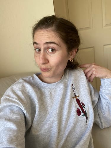 Customer photo review of Bloodstone Dagger crewneck