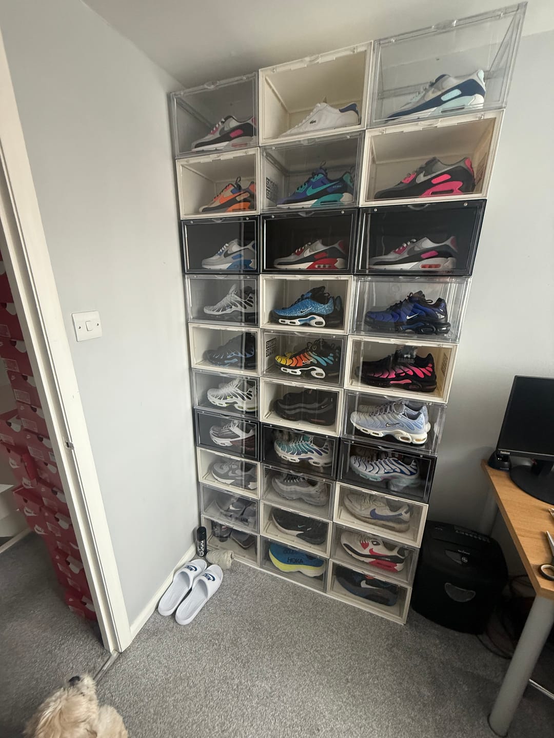Customer photo review of STACK V1 Sneaker Display Crates - Clear (2 Pack)