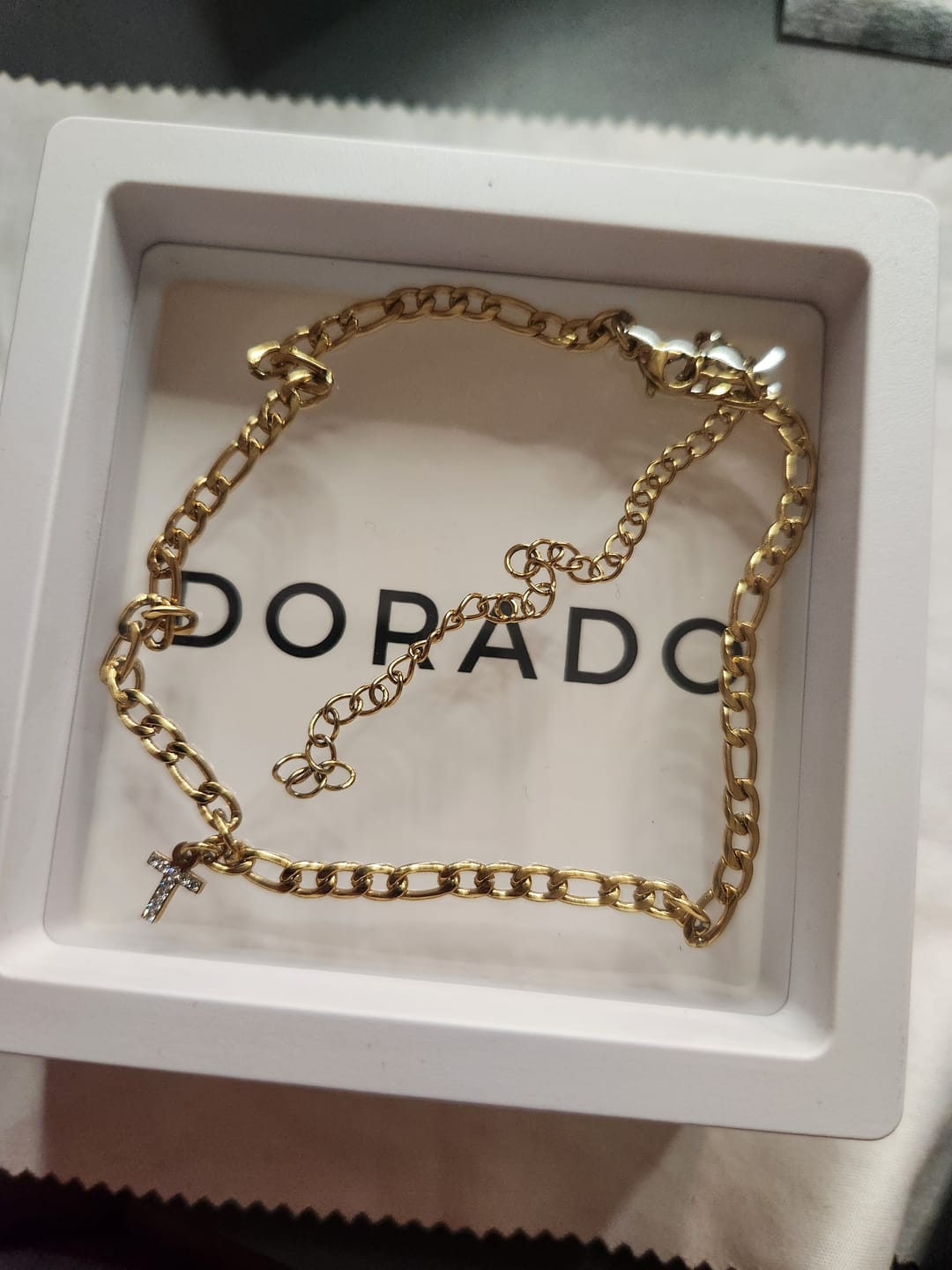 Customer photo review of Iced Letter Anklet w/ Figaro Chain