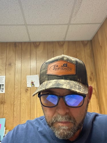 Customer photo review of Custom Leather Patch Hats Richardson CAMO Laser Engraved