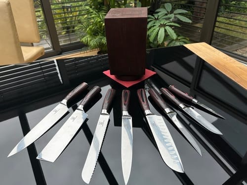 Customer photo review of Juego de cuchillos Premium (+ Bloque de cuchillos GRATIS y Afilador)