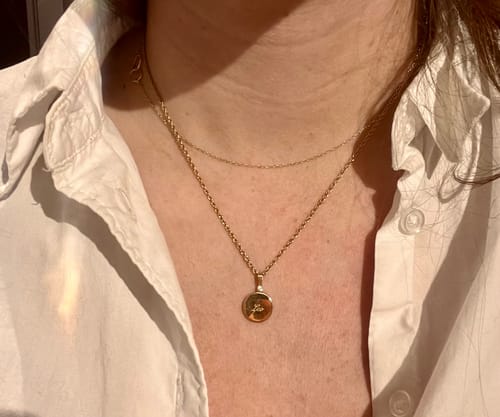 Customer photo review of Engravable Disc with CZ Necklace