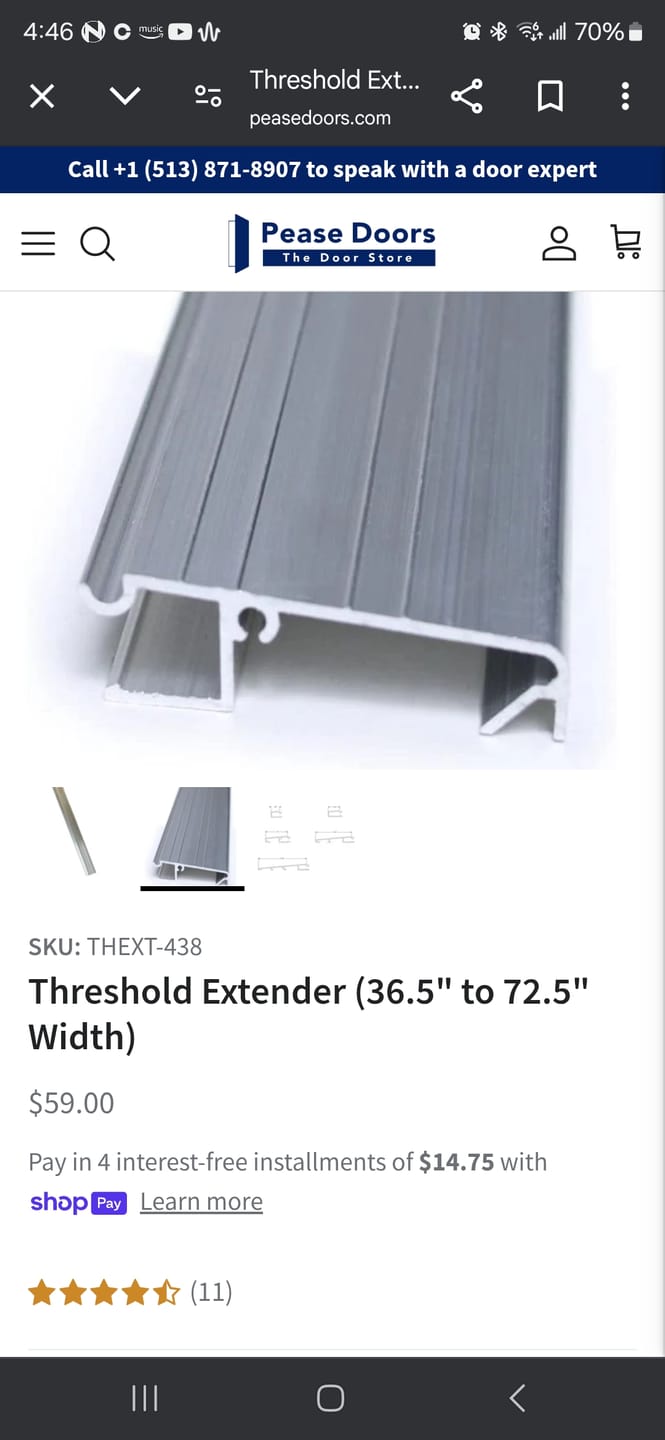 Customer photo review of Threshold Extender (36.5" to 72.5" Width)