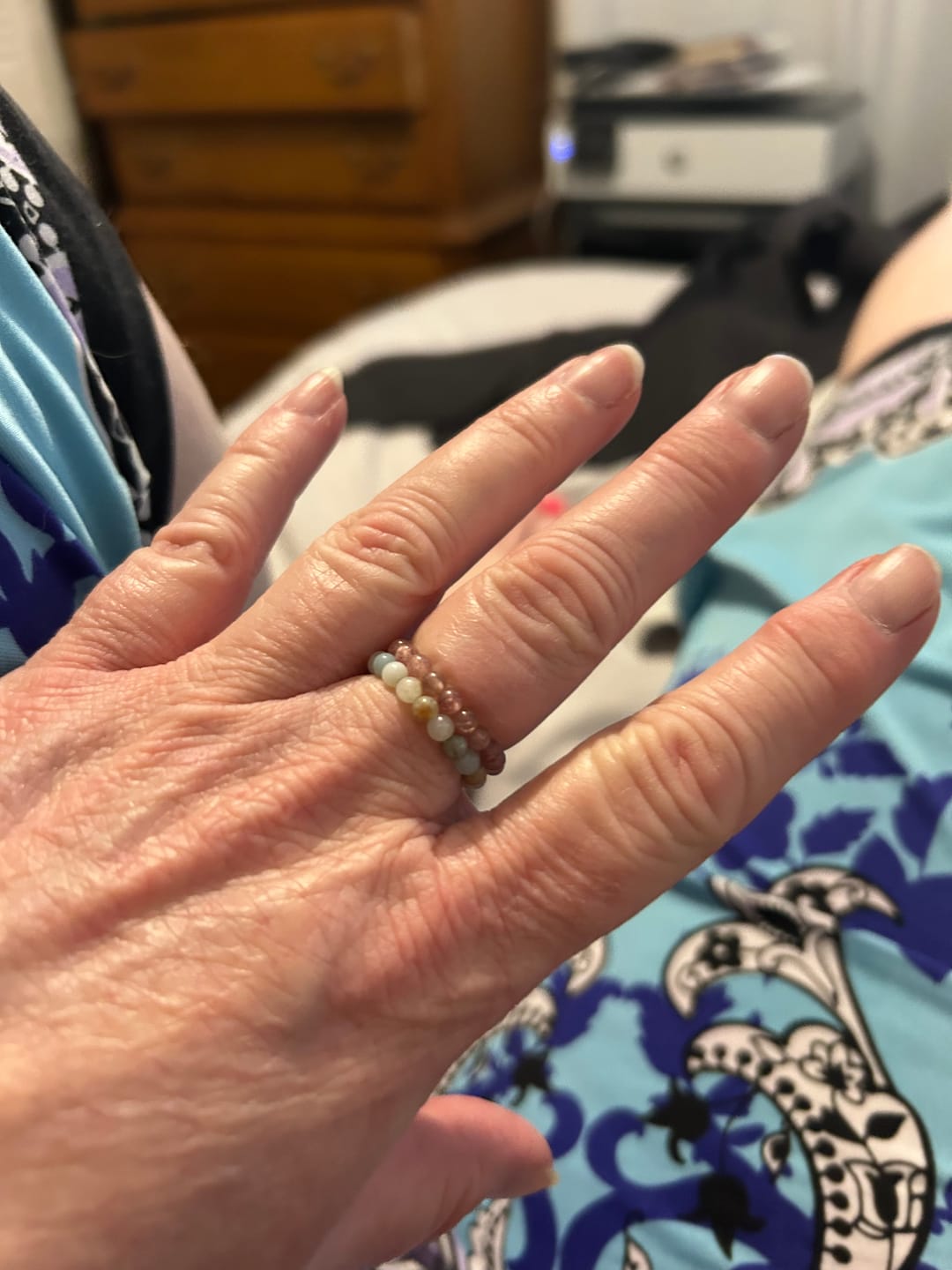 Customer photo review of EARTHSTONE STRETCH RING - AMAZONITE