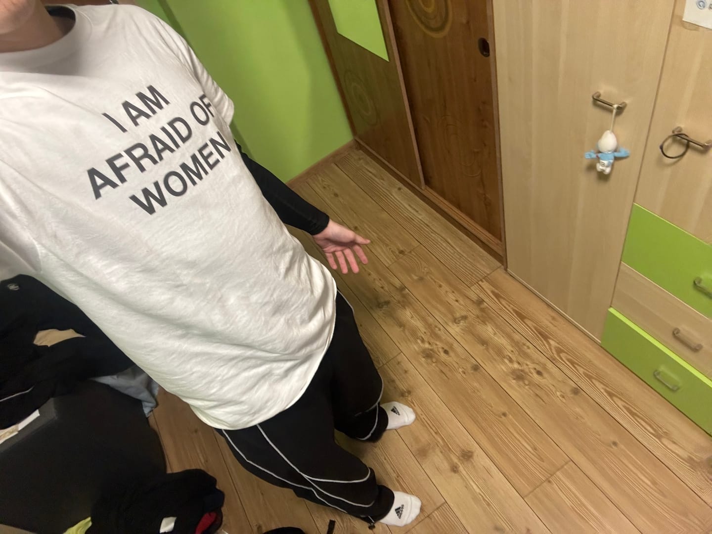 Customer photo review of I Am Afraid Of Women T-Shirt