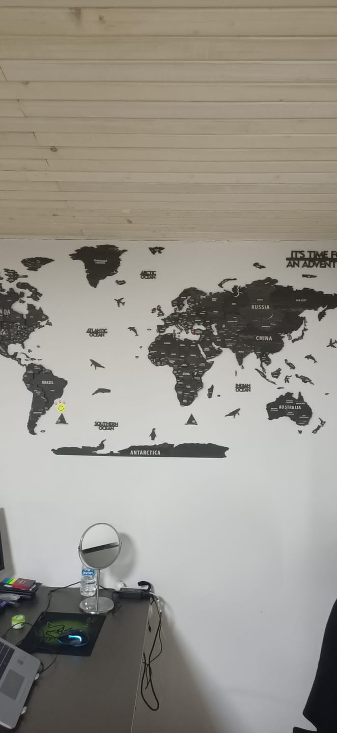 Customer photo review of Ahşap Dünya Haritası - Çok Katmanlı 3D Ahşap Duvar Dekoru (Tuana)