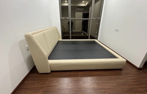 Customer photo review of Mẫu thiết kế giường bọc da phối nỉ - Angelo