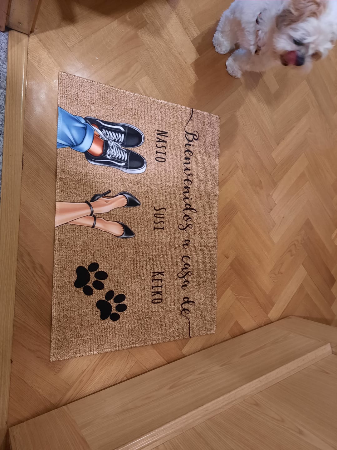 Customer photo review of Zapatos y patas - Felpudo personalizado