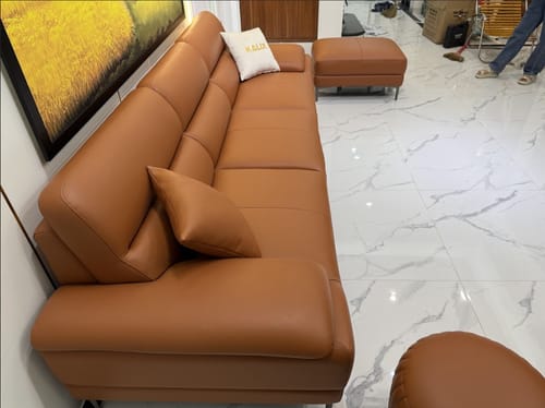 Customer photo review of Sofa da cao cấp thiết kế 3 chỗ tựa liền VELVET