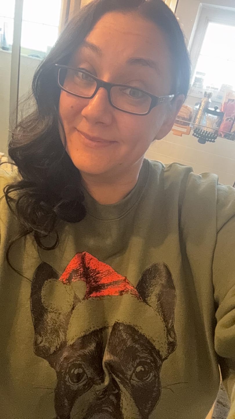Customer photo review of Boston Terrier, Santa, Dog, Christmas, Dog Lover, Pet Sweatshirt