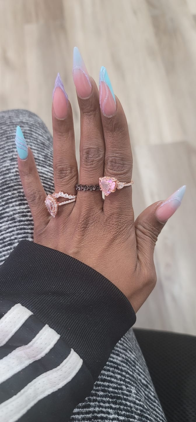 Customer photo review of S925 5.0Ct Heart Cut Royal Romantic Pink Stone Heart Cut Engagement Ring In Sterling Silver
