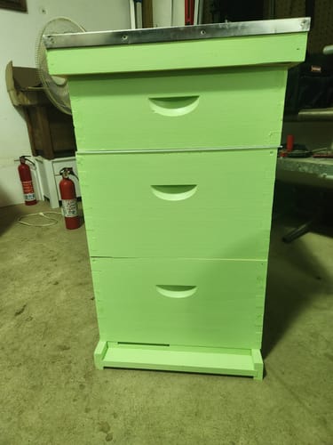 Customer photo review of BeeCastle Hives Natural Hive 10 Frame 3 Layer:Crafted with 2 Deep Cedarwood Boxes and 1 Cedarwood Super Box,Including Premium Wooden Frames and Beeswax Plastic Foundation.