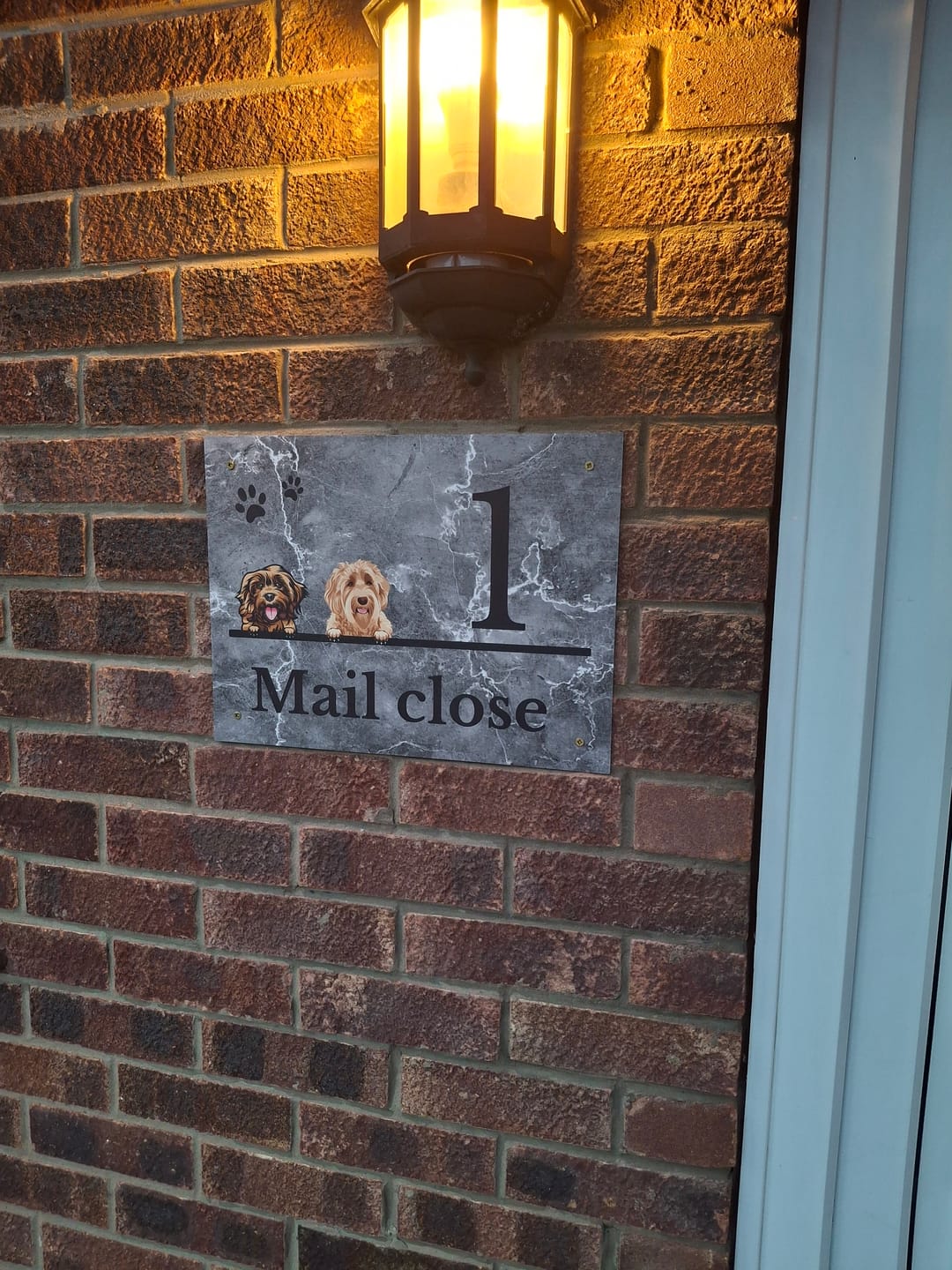 Customer photo review of House number marble look - Personalised Door Sign