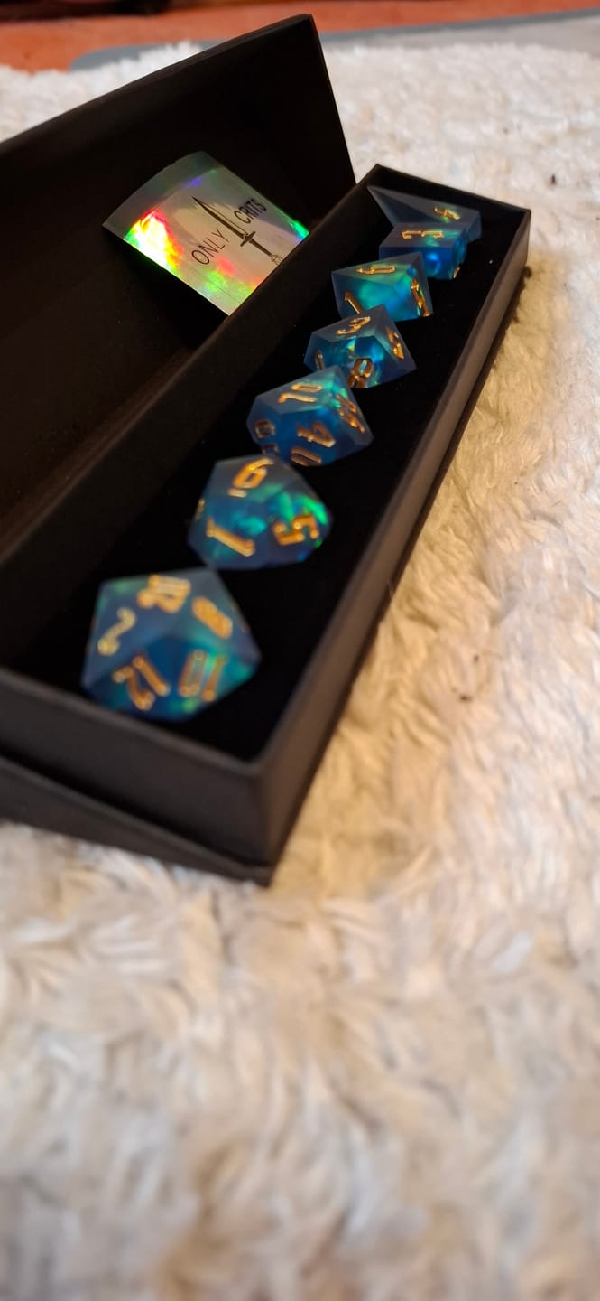 Customer photo review of Azure Abyss - F*ck Me Sharp Edge Dice Set