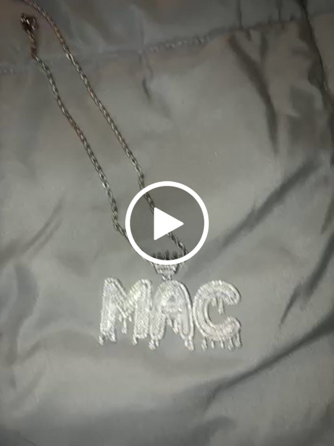 Customer video review of Custom Drip Font Pendant