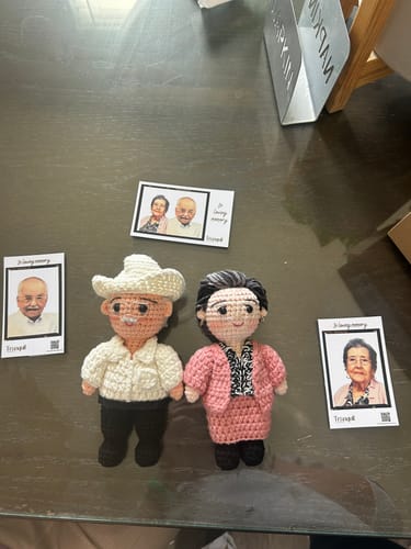 Customer photo review of Tranquil - Personalized Couple Crochet Dolls with Photo Card