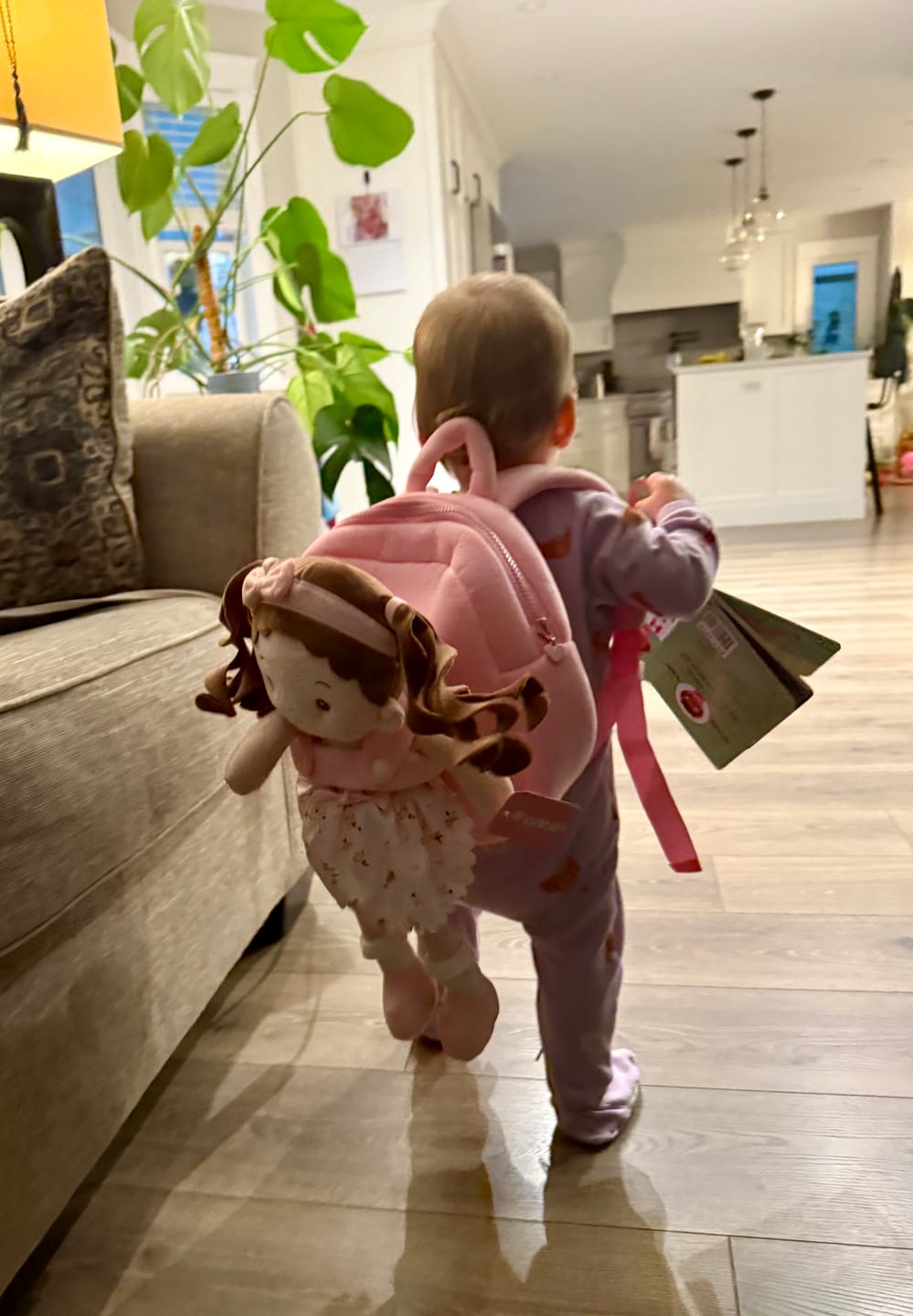 Customer photo review of Personalized Doll Carrier Backpack - 3 Colors