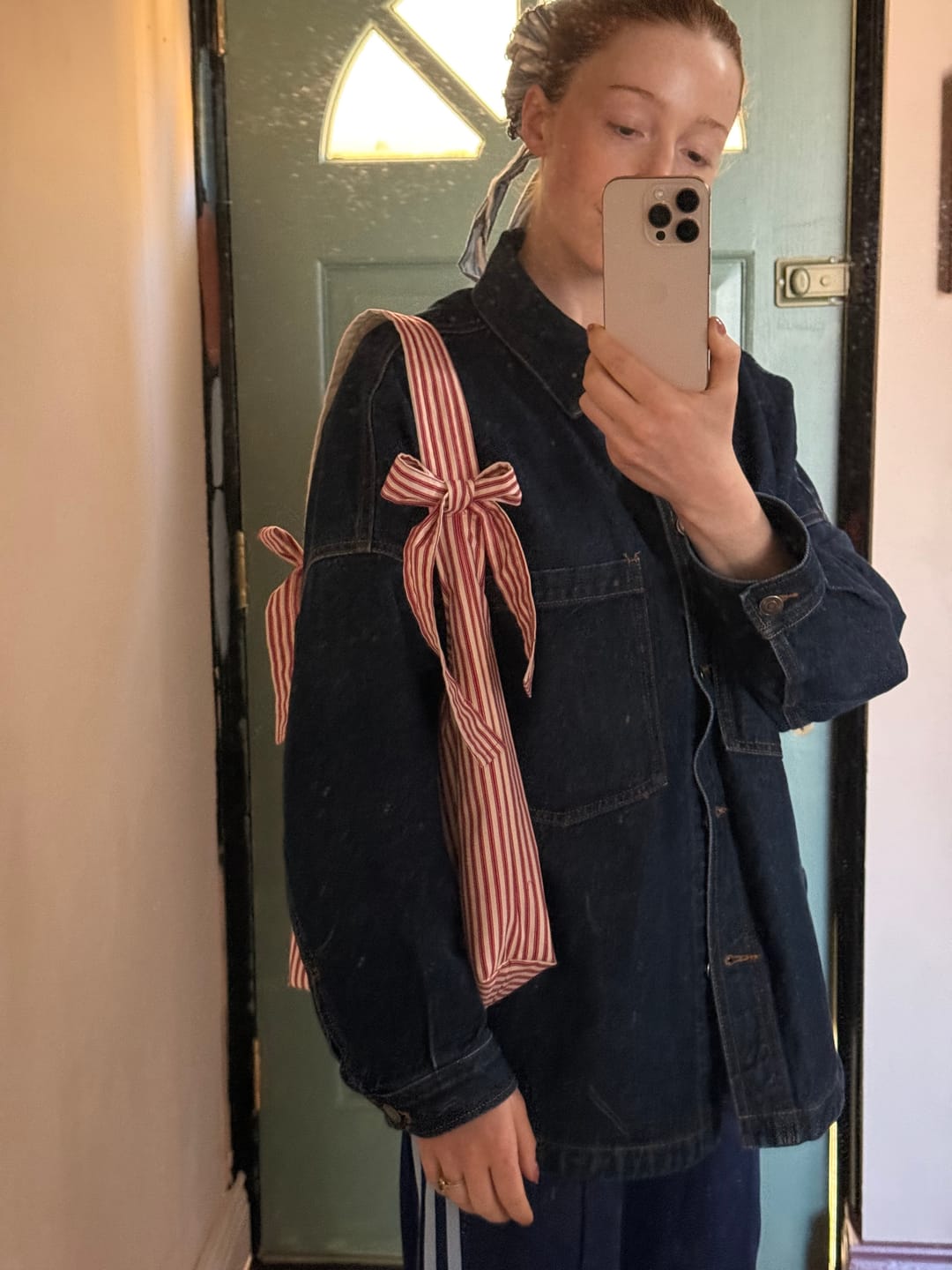 Customer photo review of Ticking Stripes Rose & Hubble Cotton Poplin Fabric