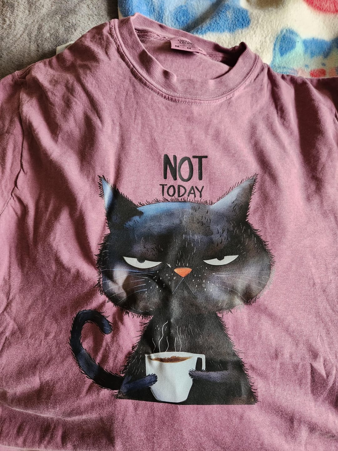 Customer photo review of Not Today, Cat, Grumpy, Coffee, Funny, Meme Shirt