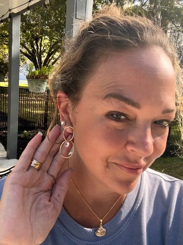 Customer photo review of Teardrop Loops Dangle Earrings
