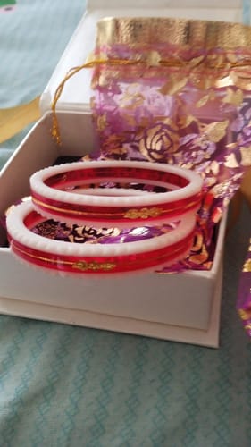 Customer photo review of Red – “Crimson Charm Women’s Bangle” (Pack of 1 Pair) (2 pis)