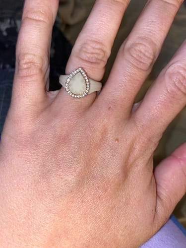Customer photo review of New! Pear Silicone Ring with Metal Frame and Stones