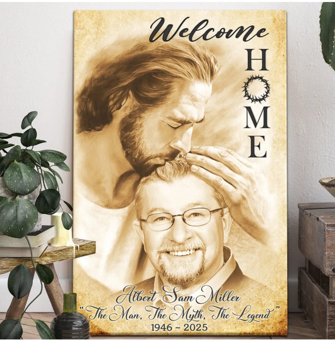 Customer photo review of Custom Canvas Prints, God Sympathy Gifts, Jesus Memorial Gift, Remembrance Gifts, Bereavement Gift, Welcome Home Jesus Canvas