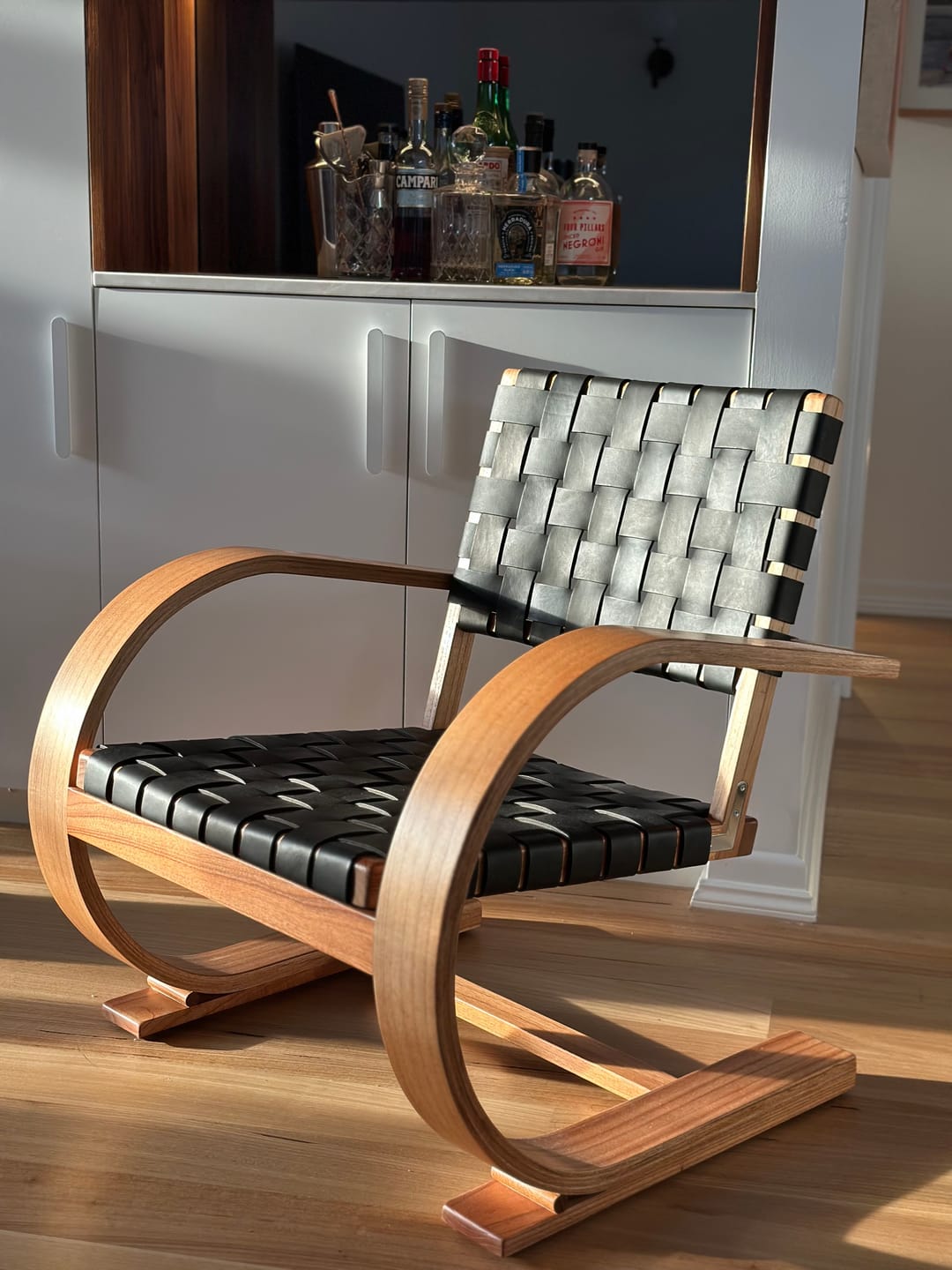 Customer photo review of French Modernist Armchair | Full-Grain Leather Woven