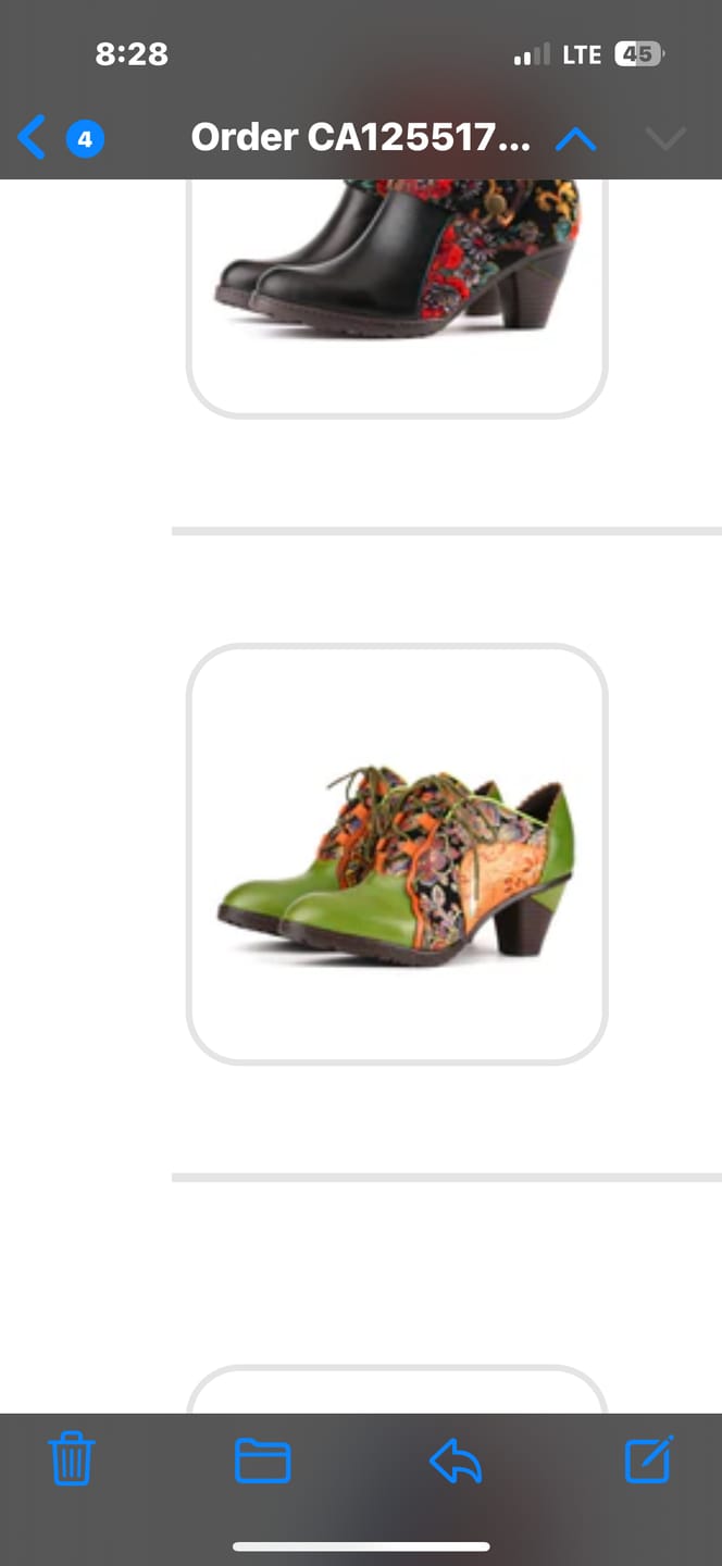 Customer photo review of Retro Handmade Floral Leather Low-Heel Pumps