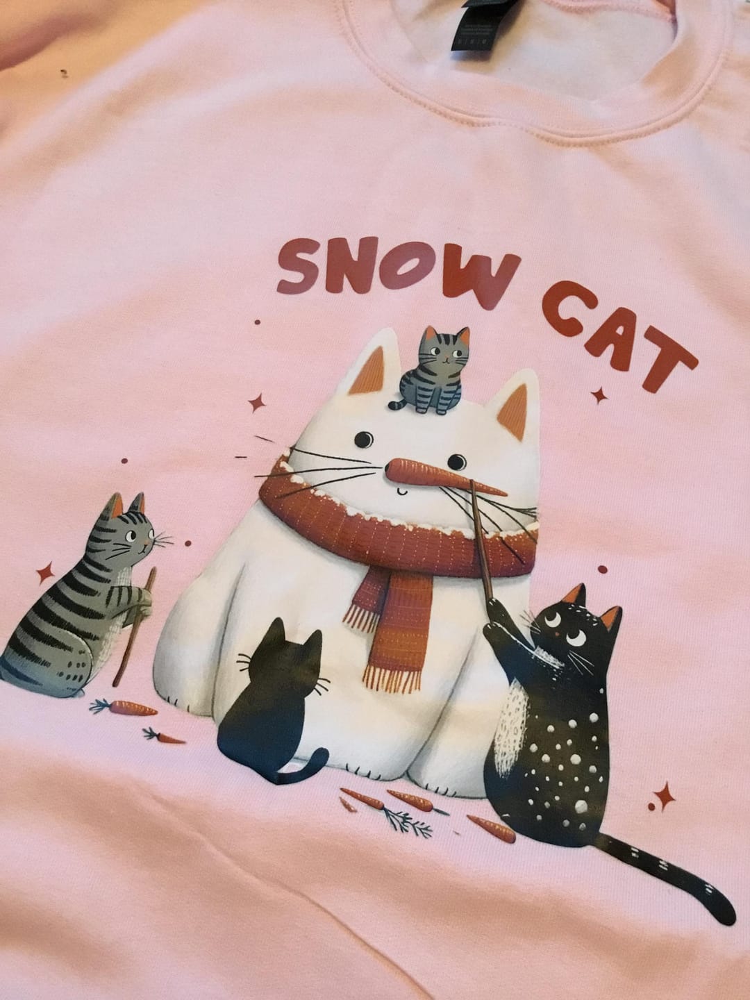 Customer photo review of Snow Cat, Snowman, Cats, Christmas, Winter Sweatshirt