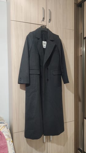 Customer photo review of Kaşe Antrasit Maksi Ceket Kaban