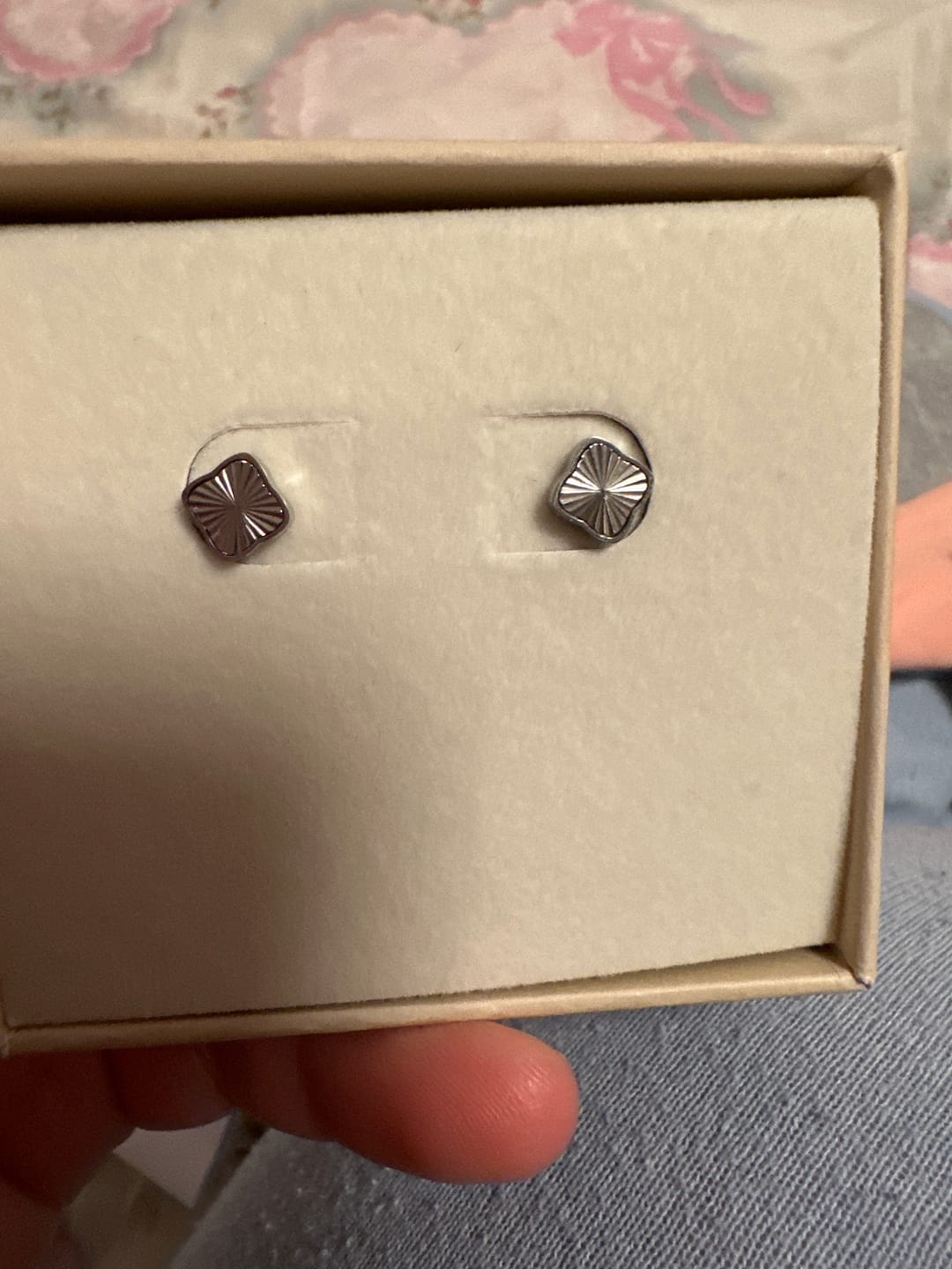Customer photo review of Flora Silver Earrings