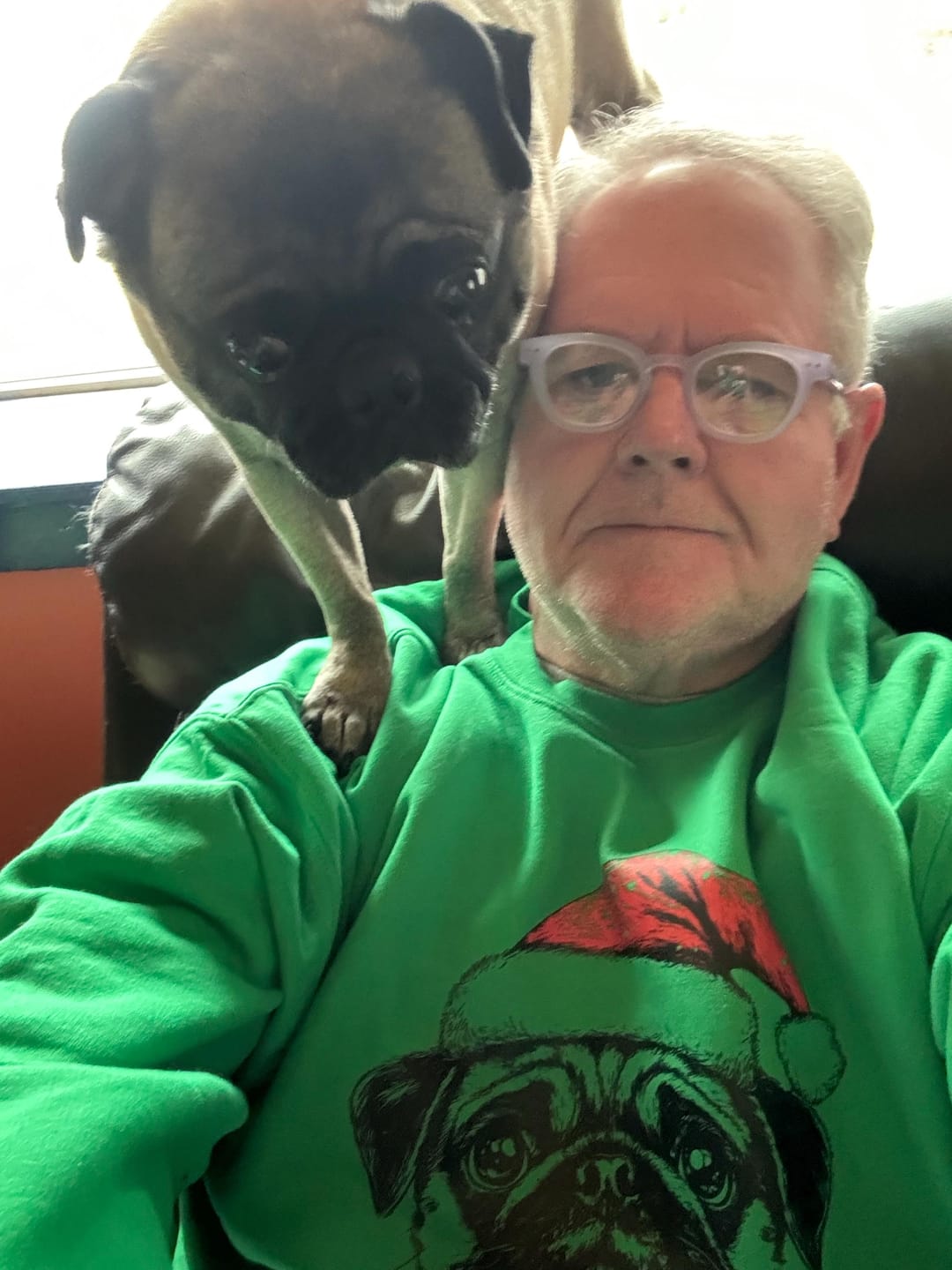 Customer photo review of Pug, Santa, Dog, Christmas, Dog Lover, Pet Sweatshirt