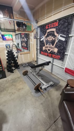Customer photo review of Custom Weightlifting Flag for Home Gym Decor Garage Gym Train Like A Beast 09499