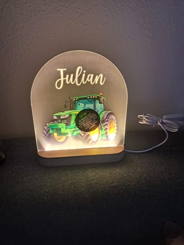 Customer photo review of Traktor Nachtlicht mit eigenem Namen