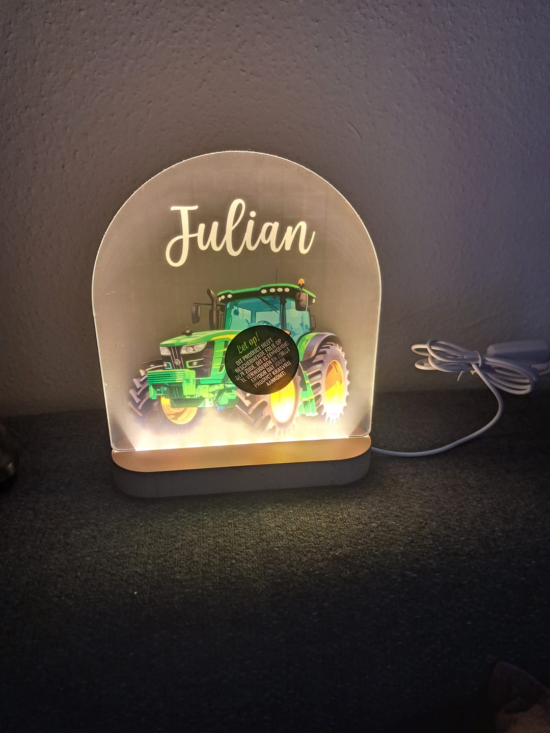 Customer photo review of Traktor Nachtlicht mit eigenem Namen