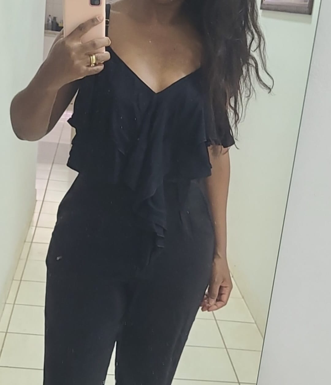 Customer photo review of Blusa Cropped com Babados em Viscose 74820 Linzzi