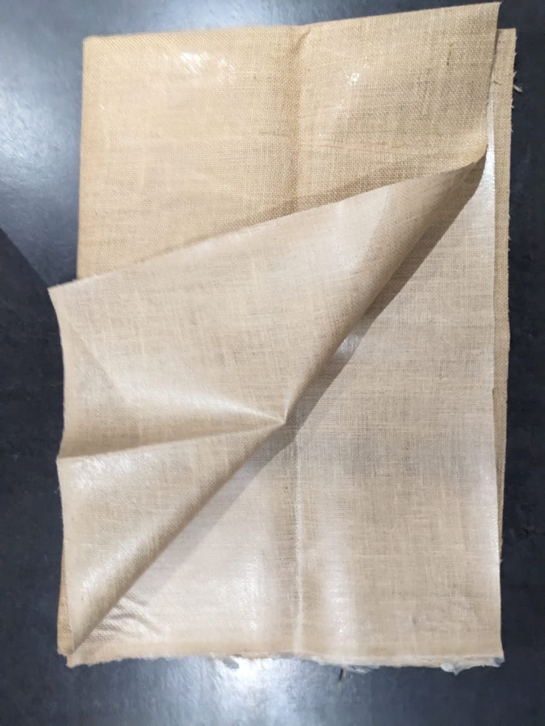 Customer photo review of Laminated Hessian Fabric