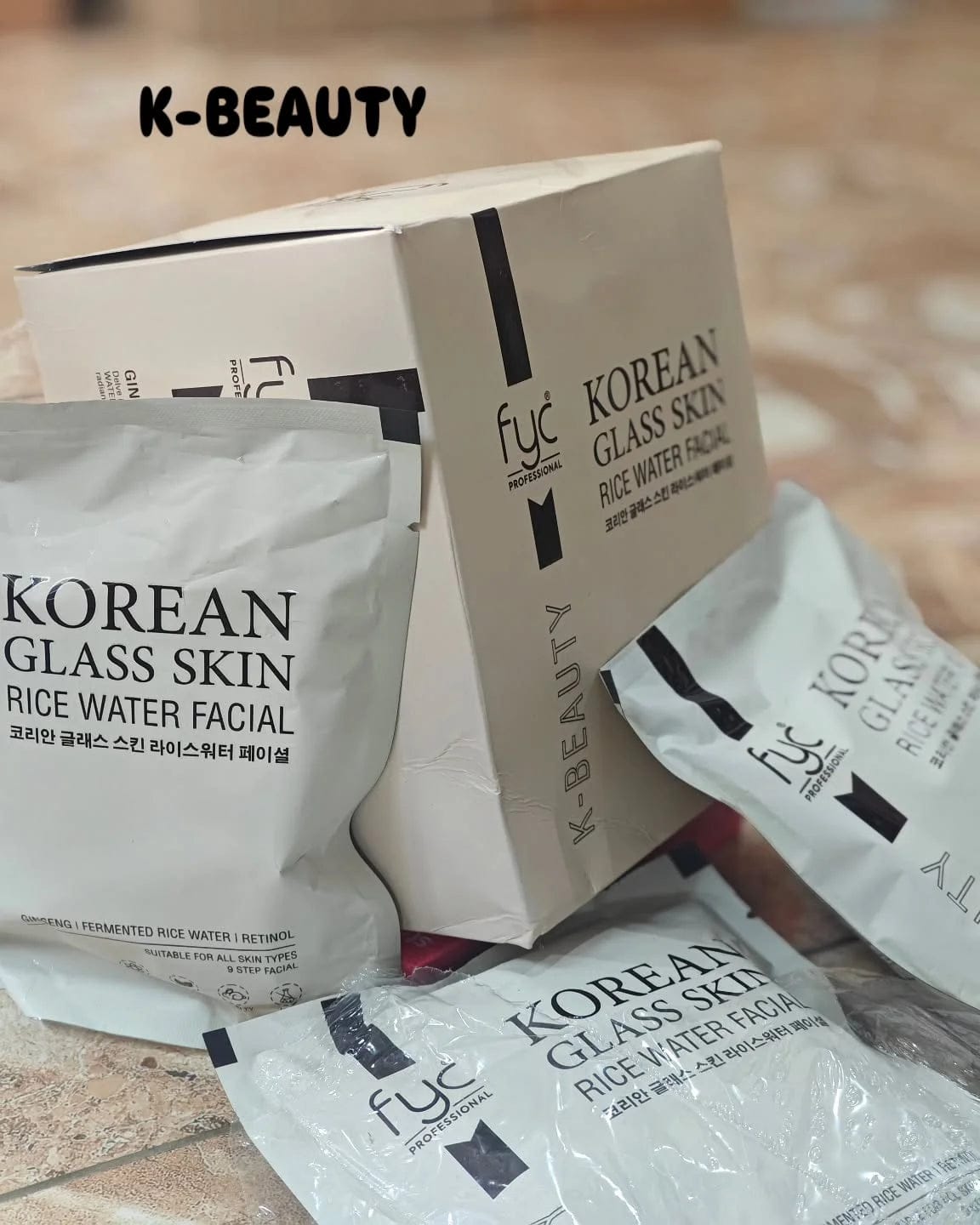 Customer photo review of Korean Glass Skin Rice Water Facial Kit 9 Steps 183g