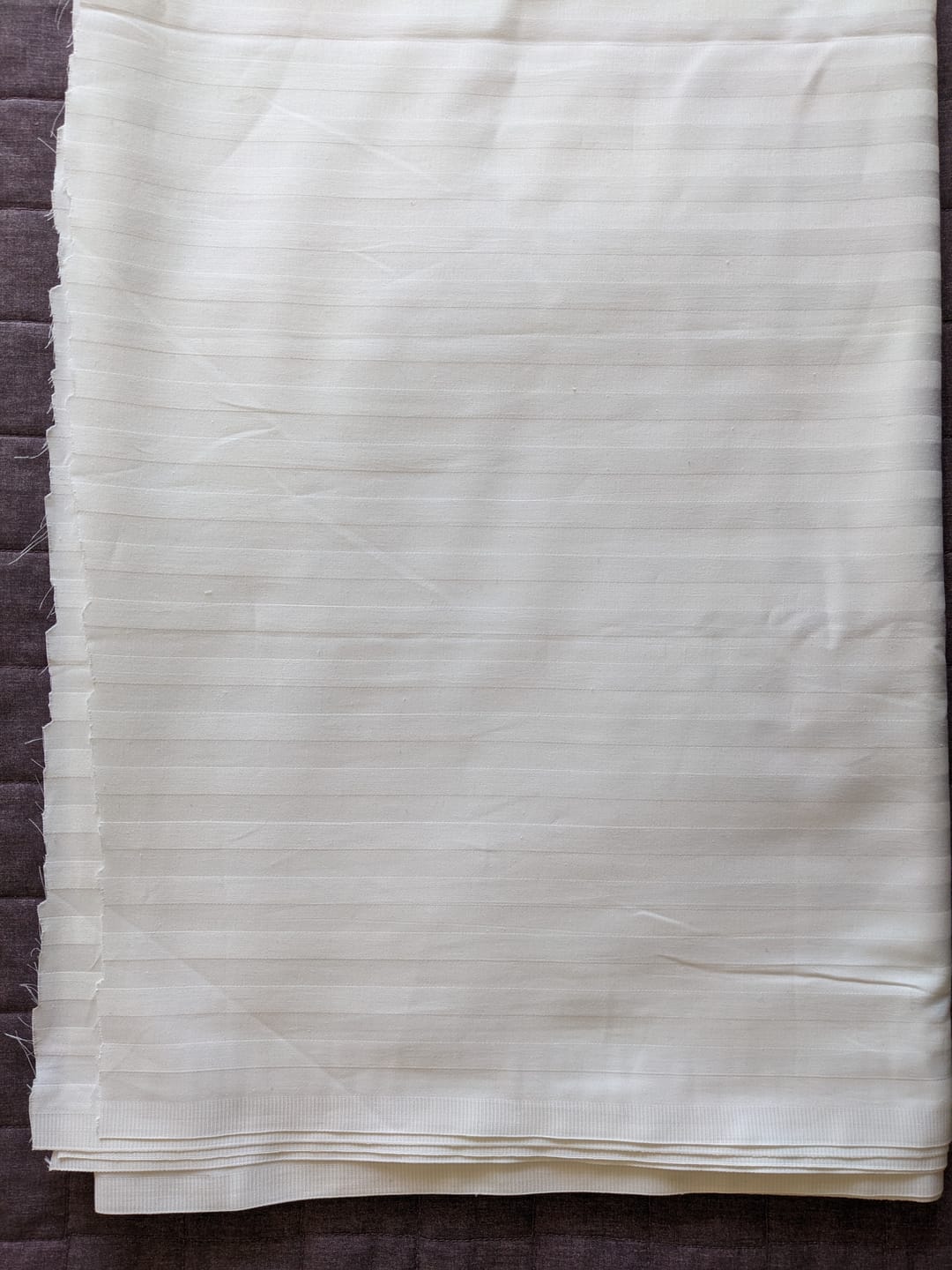 Customer photo review of 100% Cotton Striped White Percale Sheeting Fabric - 118" Wide