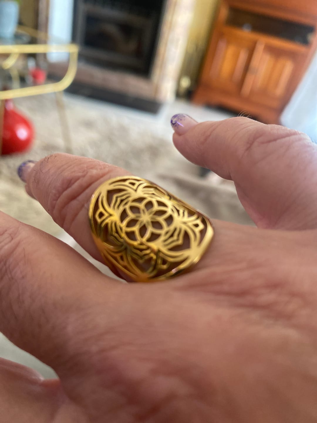 Customer photo review of Bague Ajustable "Fleur de Mandala"