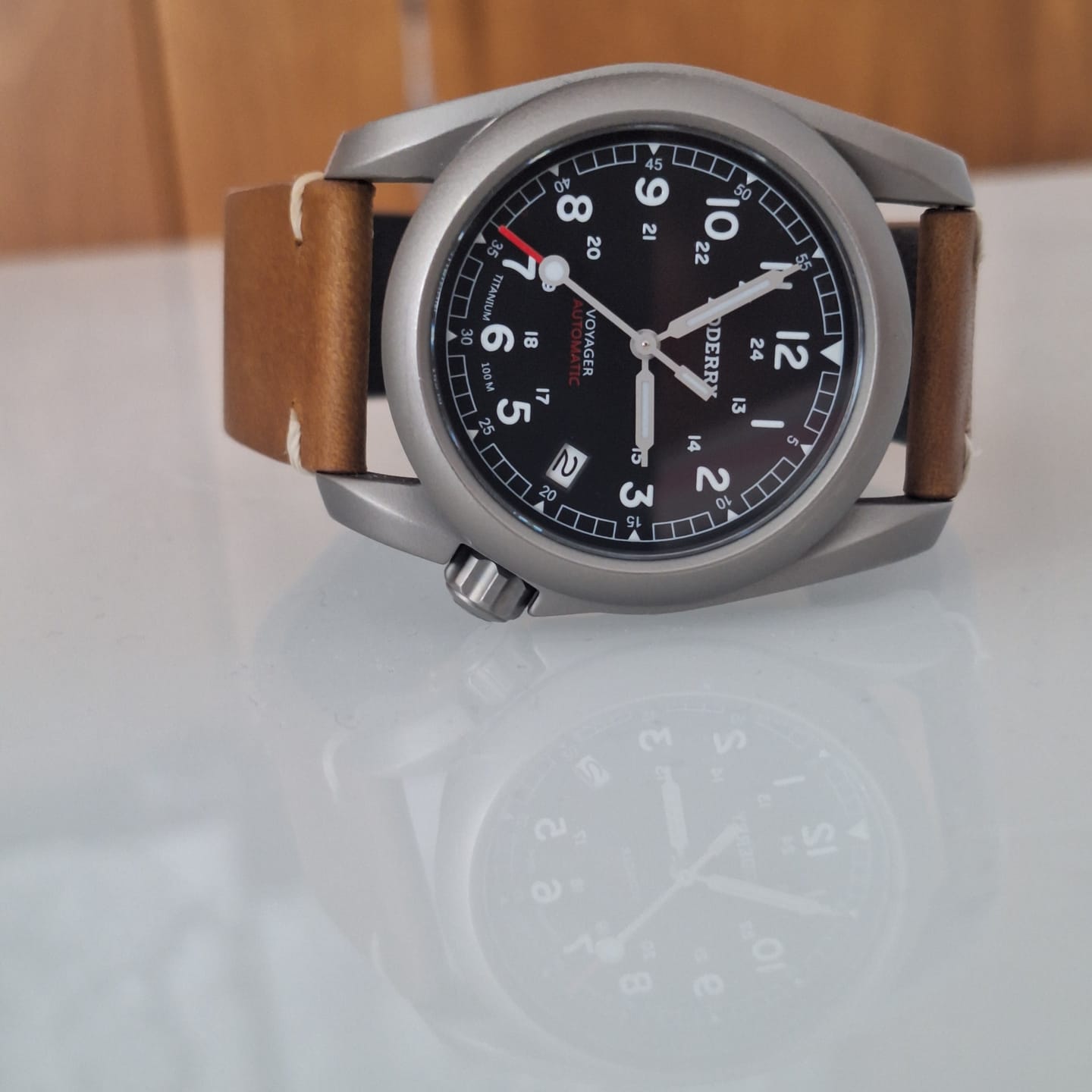 Customer photo review of VOYAGER - 100M Waterproof Titanium Automatic Field Watch | Black