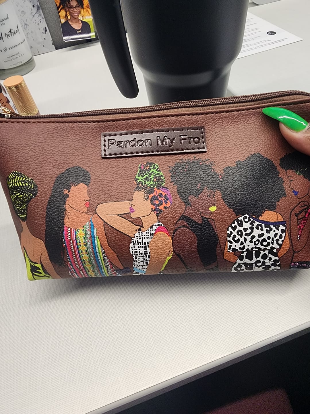 Customer photo review of Squad Espresso Brown Cosmetic Bag